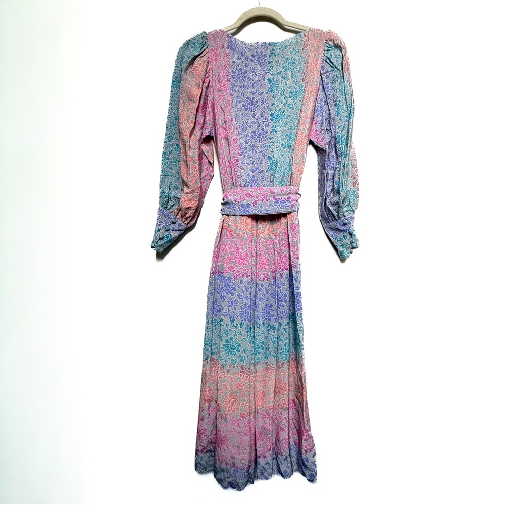 Vintage Anne Crimmins 100% Silk Jacquard Floral Midi Dress 6 | Umi Collections - Picture 4 of 10